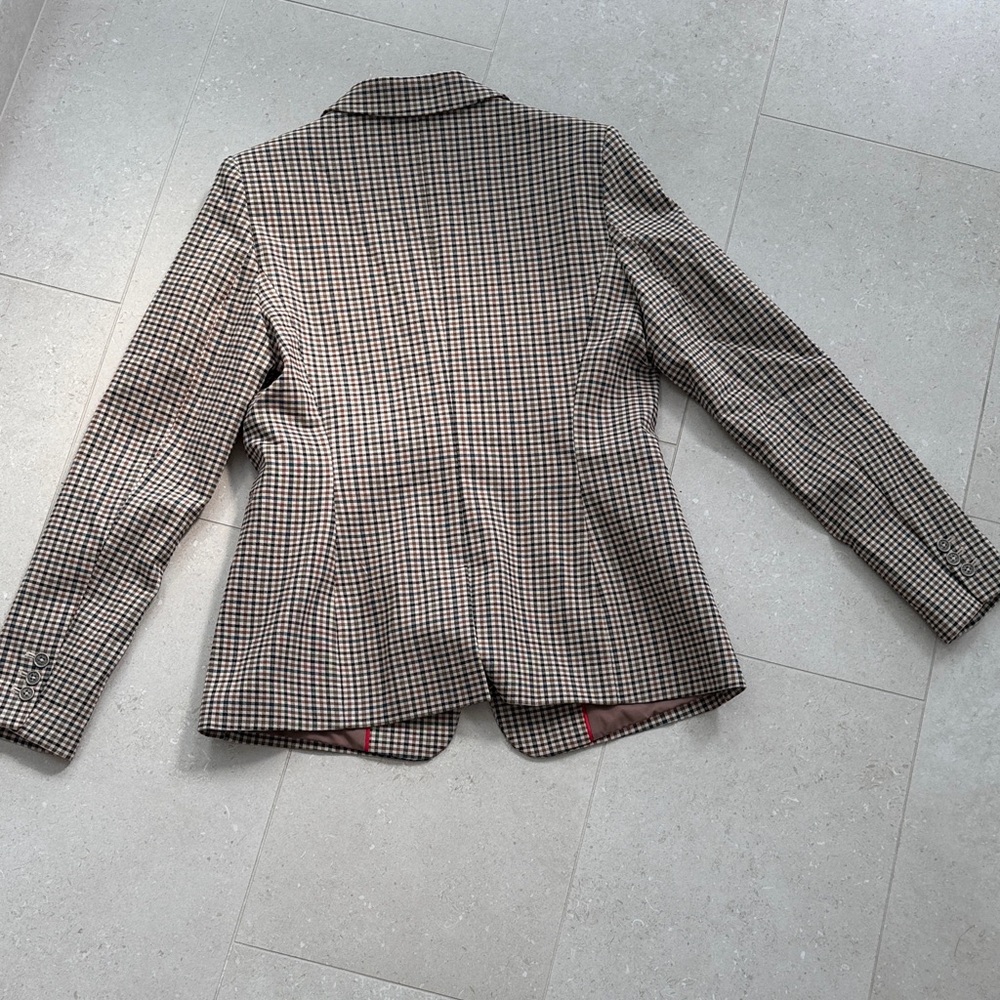 Tommy Hilfiger Women's Tan Checkered Blazer - Picture 4 of 5